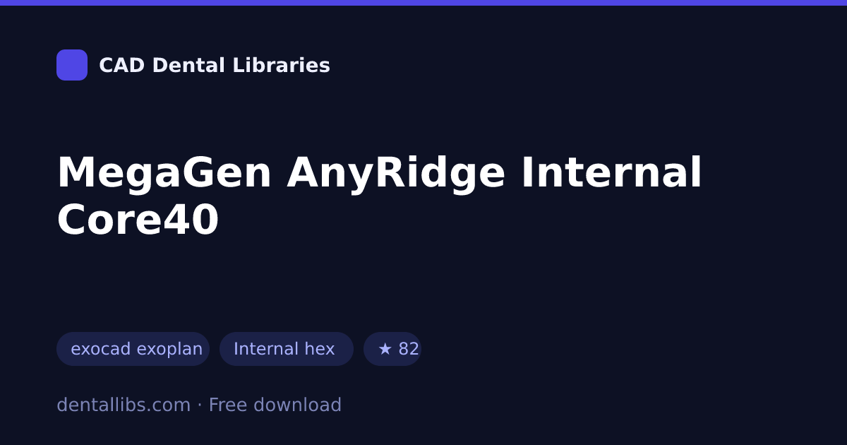 Megagen AnyRidge Internal Core40 — exocad exoplan implant library, download